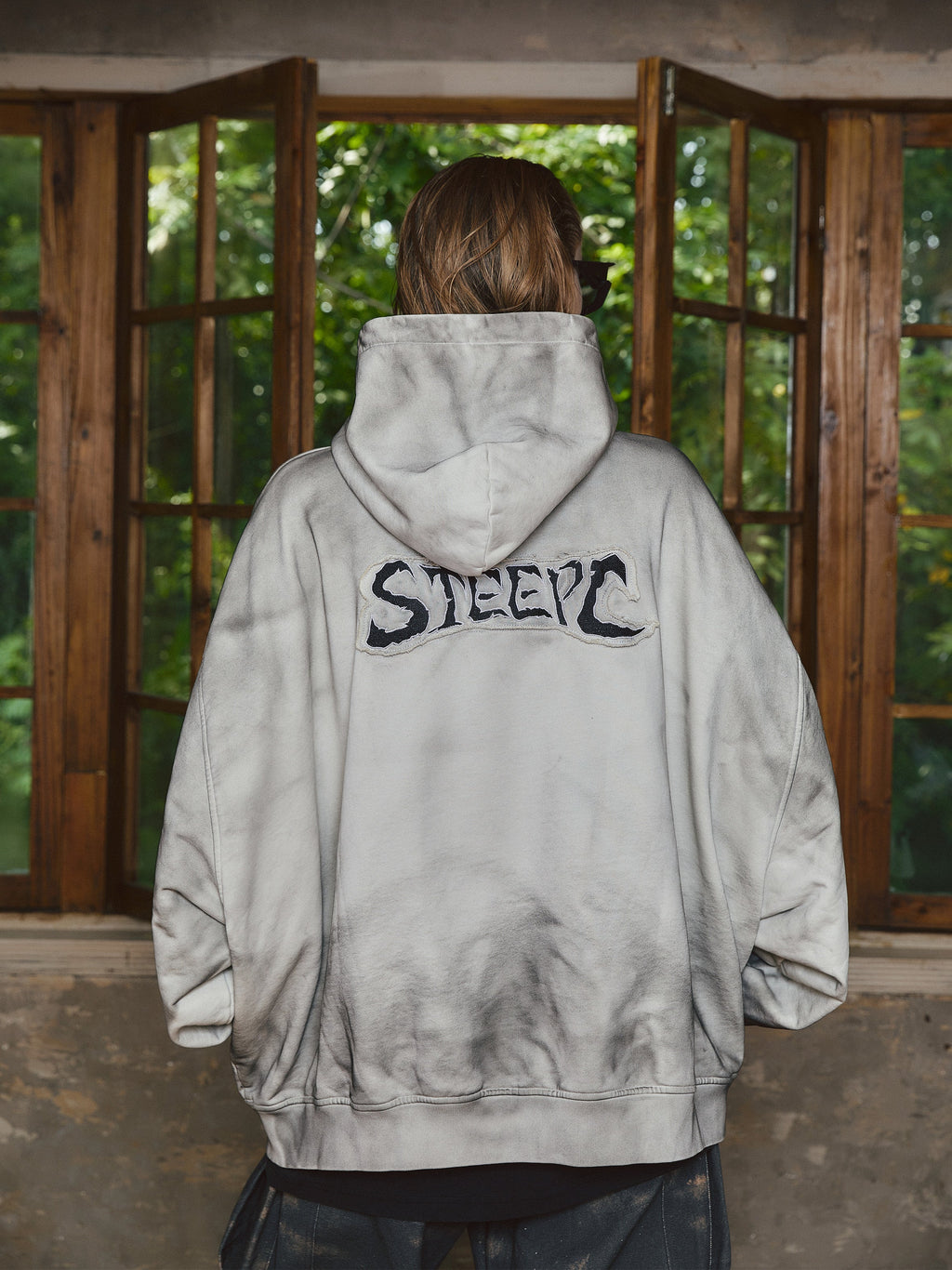 STEEPC Blade Drop Shoulder Dirty Zip Hoodie