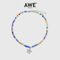 AWE Round Bead Sunflower Smiley Necklace