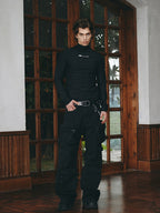 ANTIDOTE Slim Pit Stripe Stretch Half High Neck Long Sleeve Tee