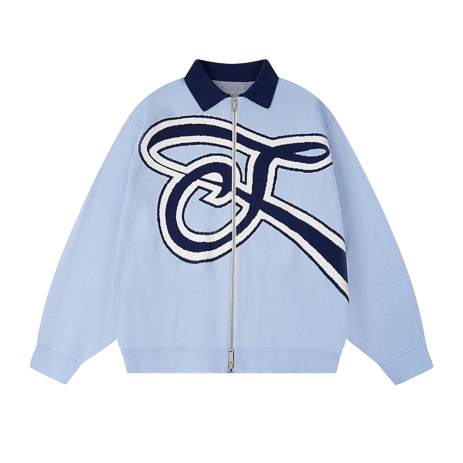 S45 Handwritten S Letter Zip Up Knit Cardigan