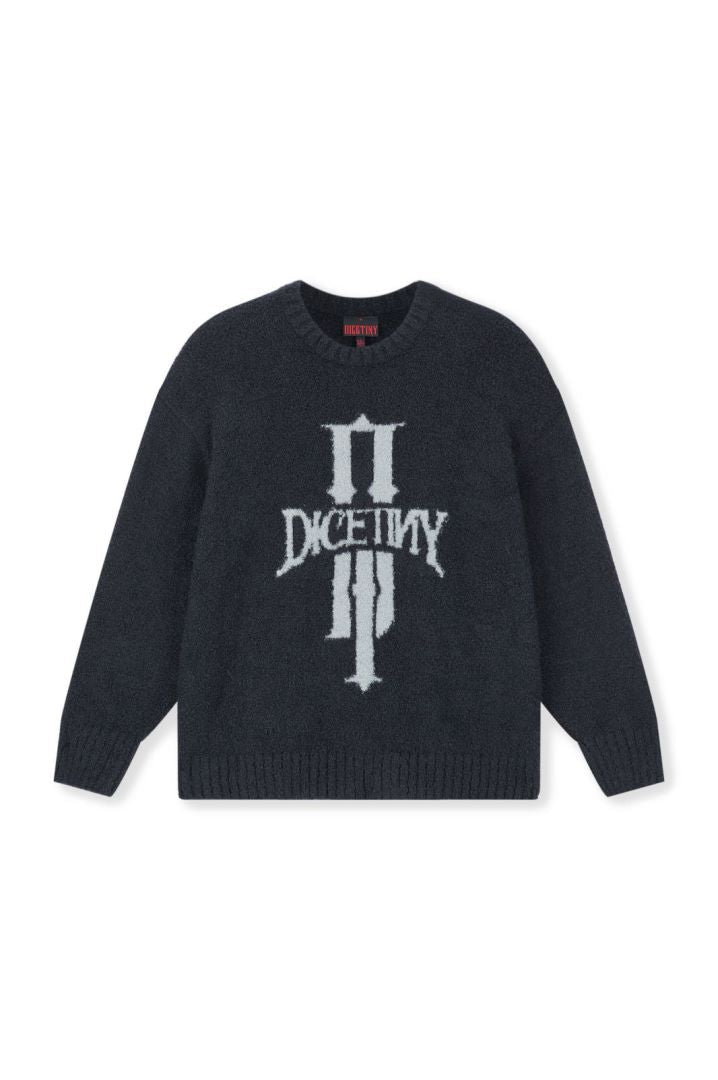 DICETINY Jacquard Logo Fleece Knit Sweater
