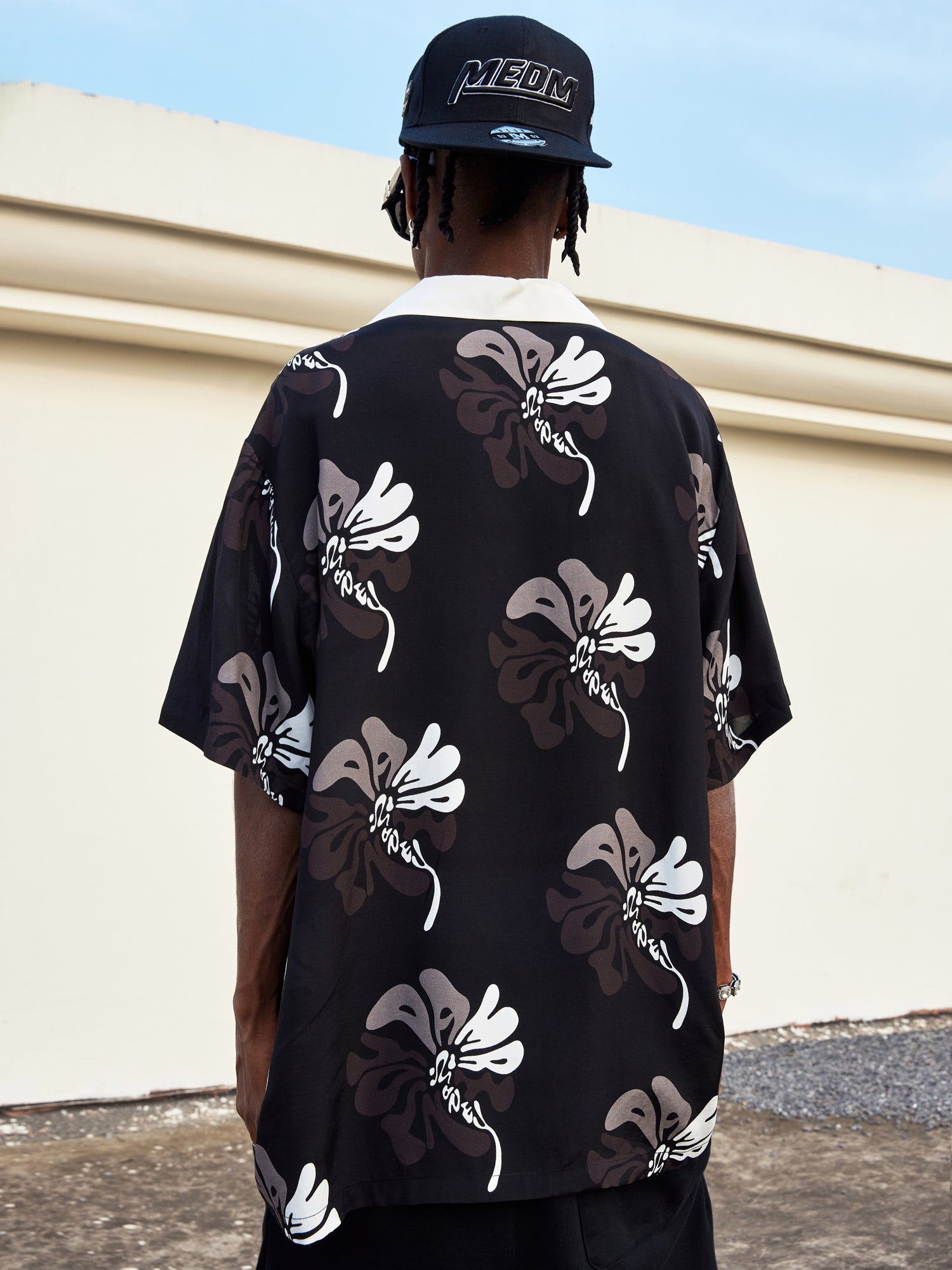 MEDM Lapel Color Short Sleeved Hawaiian Shirt