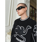 YADcrew Ostrich Foam Printed Sweatshirts