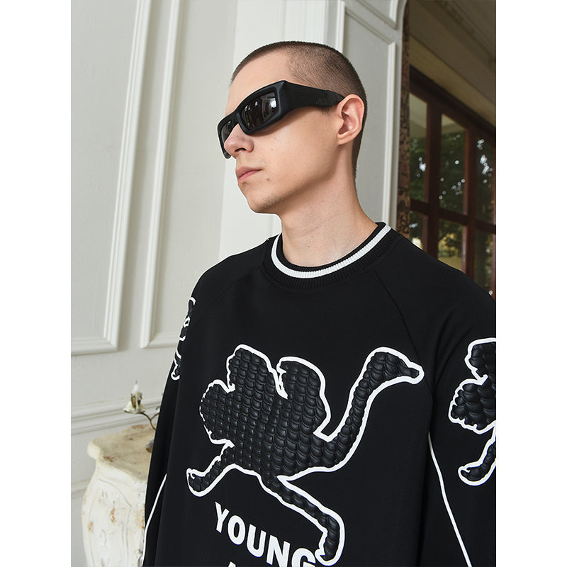YADcrew Ostrich Foam Printed Sweatshirts