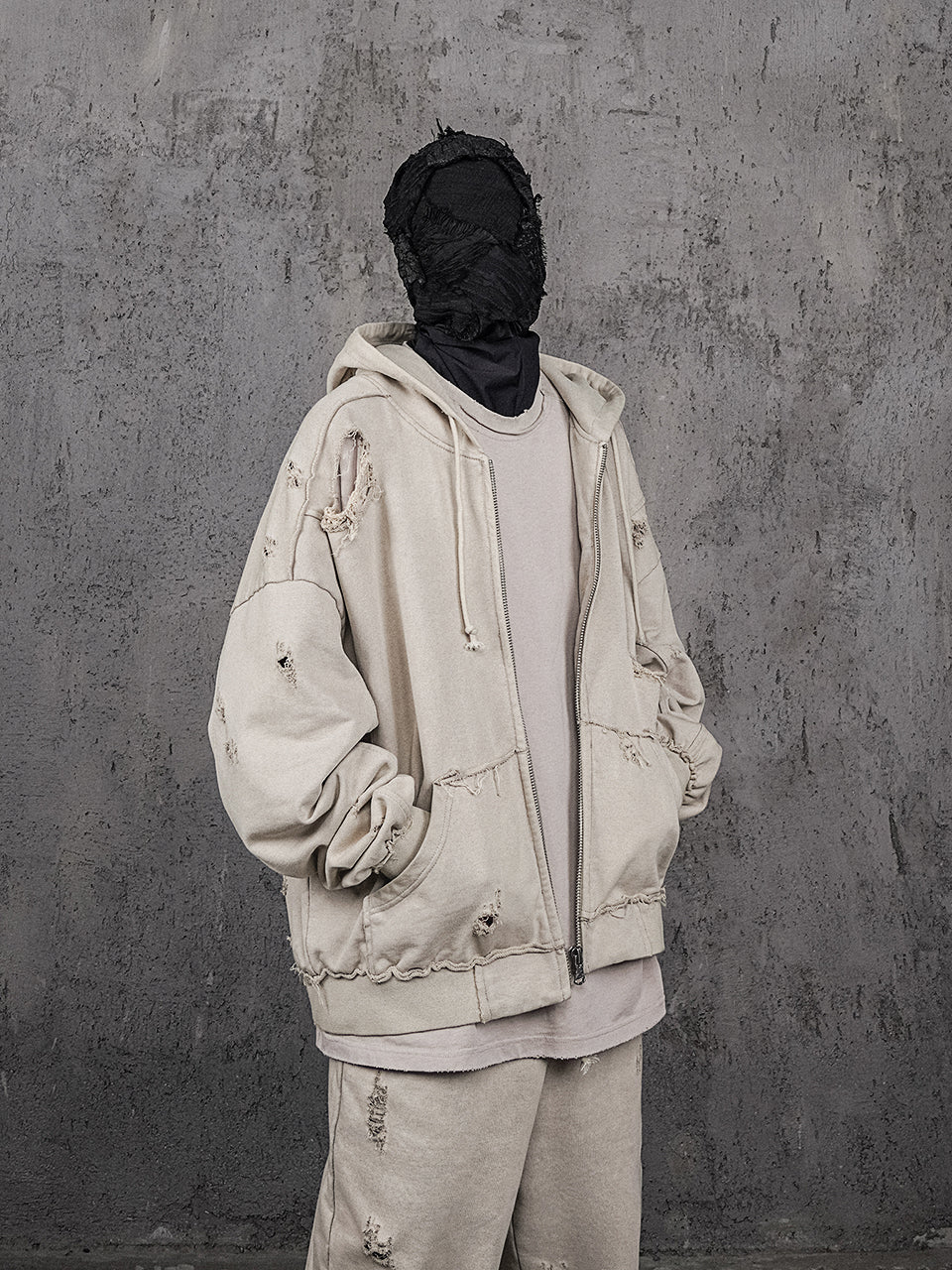 UNDERWATER Wasteland Distressed Zip Up Hoodie