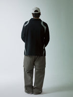 F2CE Patchwork Contrast Color Long Sleeve Polo