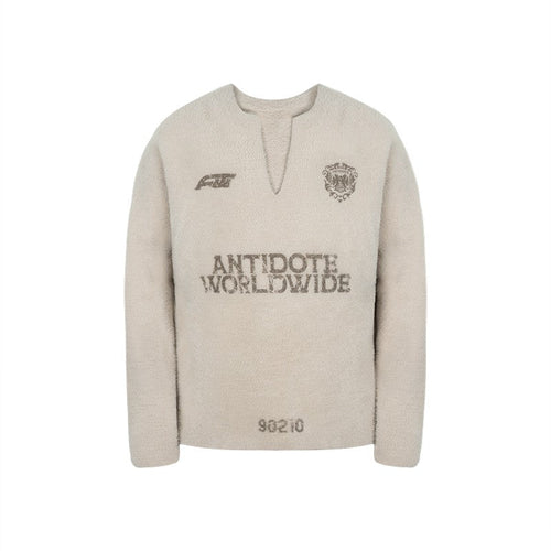 ANTIDOTE Imitation Mink Sports Print Knit Sweater