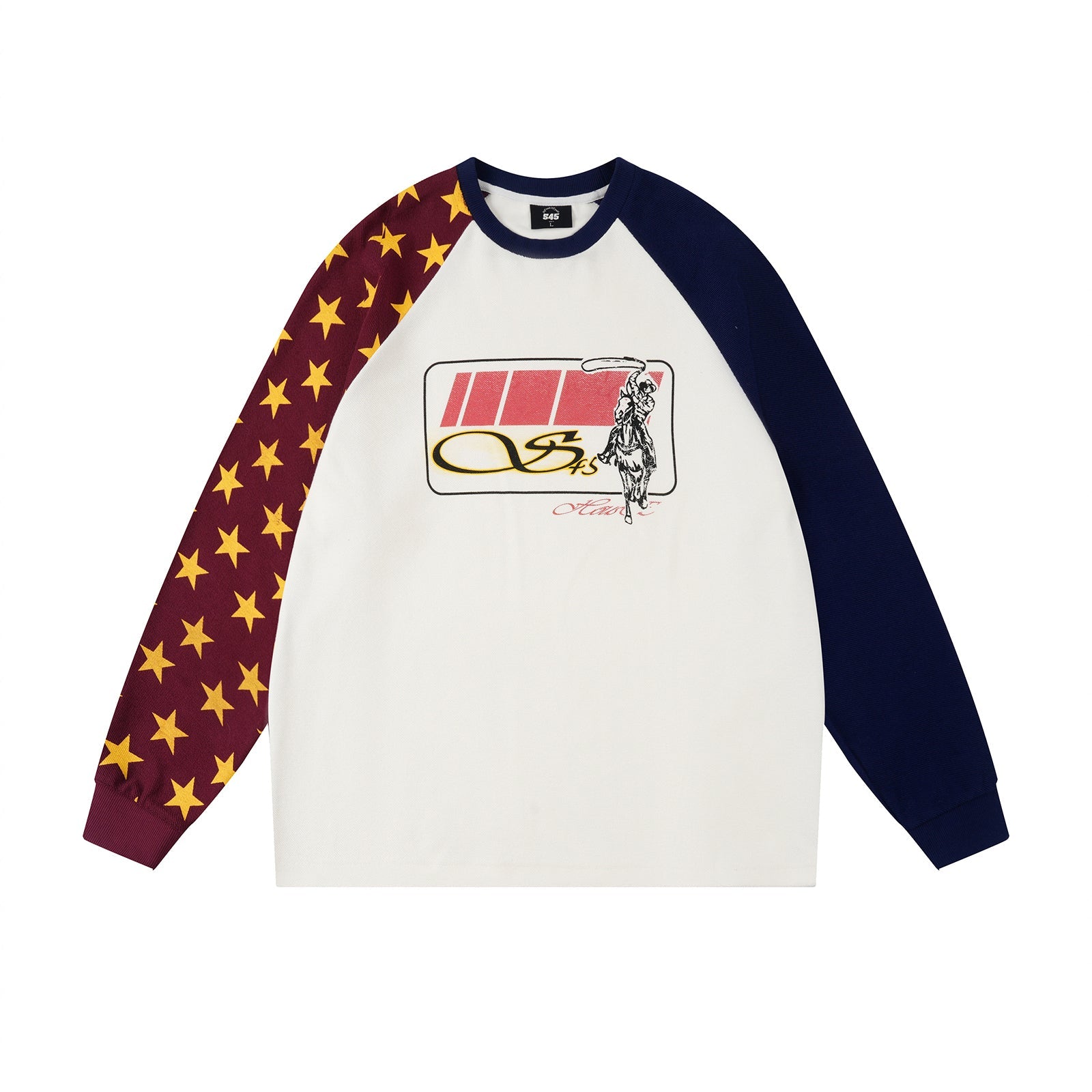 S45 Star Raglan Two Color Stitching Sweatshirt