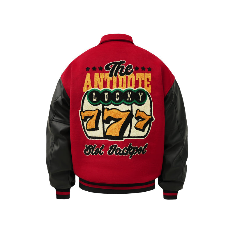 ANTIDOTE Lucky 777 Embroidered Varsity Baseball Jacket