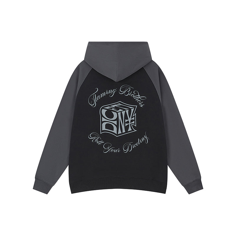 DICETINY Dice Roll Print Color Blocked Hoodie