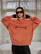 STEEPC Orange Structured Patchwork Hoodie