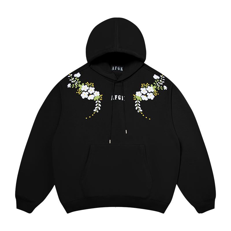 AFGK Daisy 3D Embroidery Printed Hoodie
