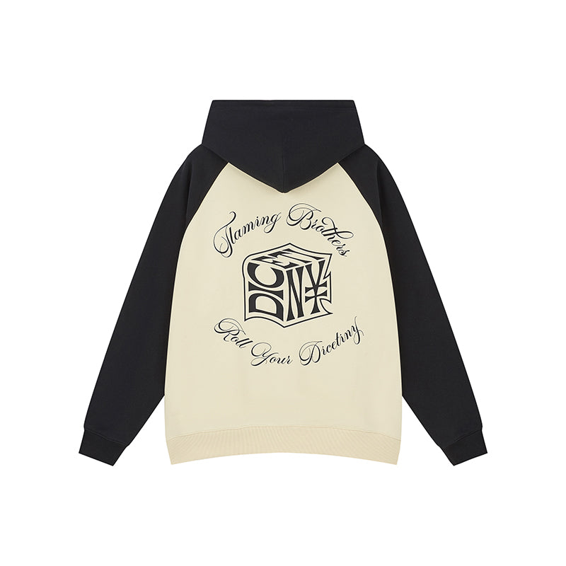 DICETINY Dice Roll Print Color Blocked Hoodie