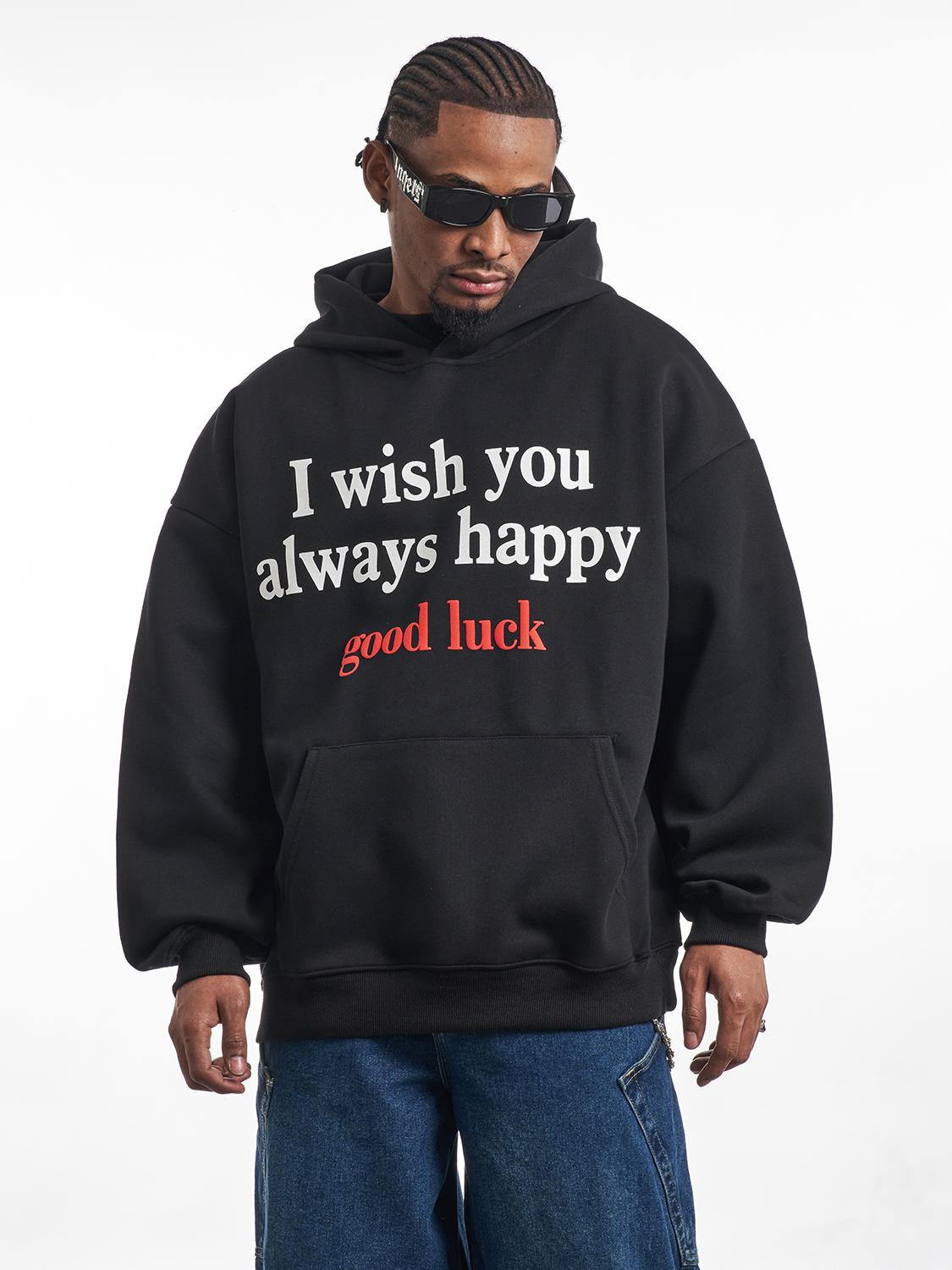 F3F Select Good Luck Printed Letter Hoodie