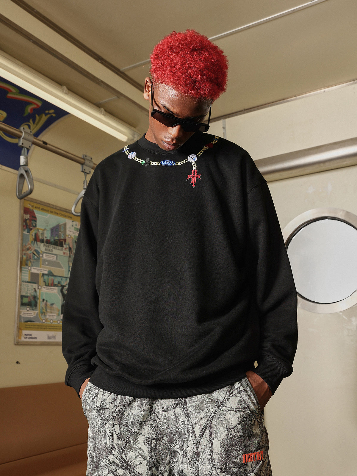 DICETINY Dice Chain Embroidered Sweatshirt