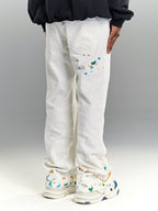 YADcrew White Splash Embroidered Denim Jeans