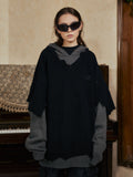 STEEPC 2 Color Splicing Broken Hooded Knit Sweater