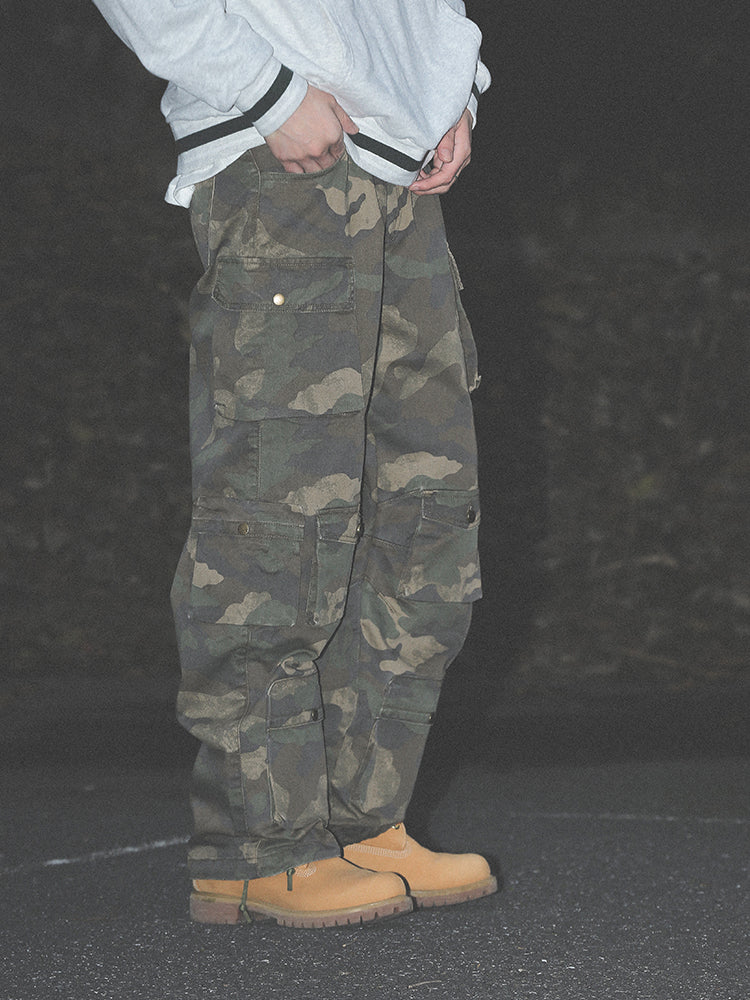 UNTILWERICH Dirty Camo Multi Pocket Work Cargo Pants