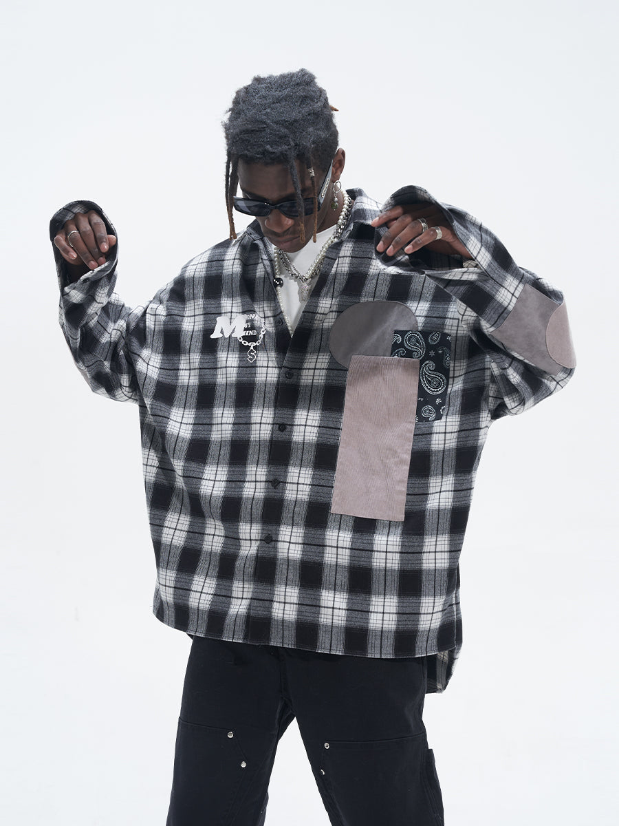 Harsh and Cruel Patchwork Plaid Long Sleeve Shirt