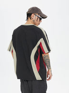 F2CE Deconstruction Stitching Contrast Color Printing Retro Sports Tee