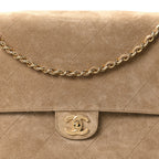Suede Calfskin Souplissimo Maxi Flap Dark Beige