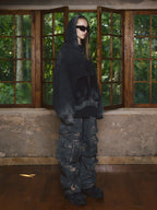 STEEPC Batik Destruction Drop Shoulder Zip Hoodie