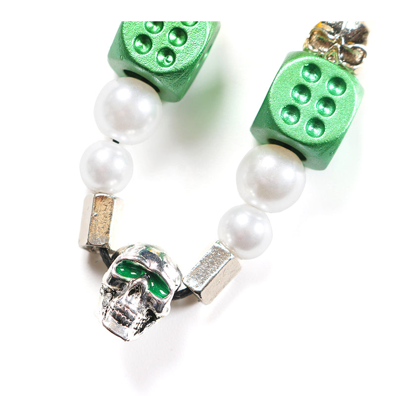 SALUTE *EVAE+ MOB Dice Skull Pearl Smiley Face Necklace