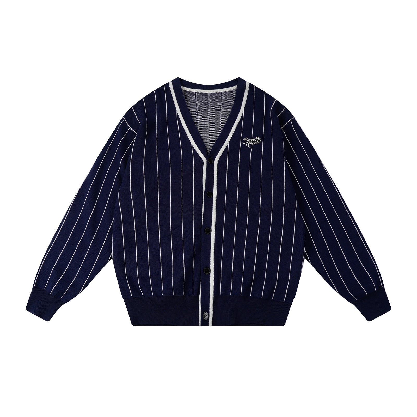 S45 Vertical Stripe Logo Knit Cardigan