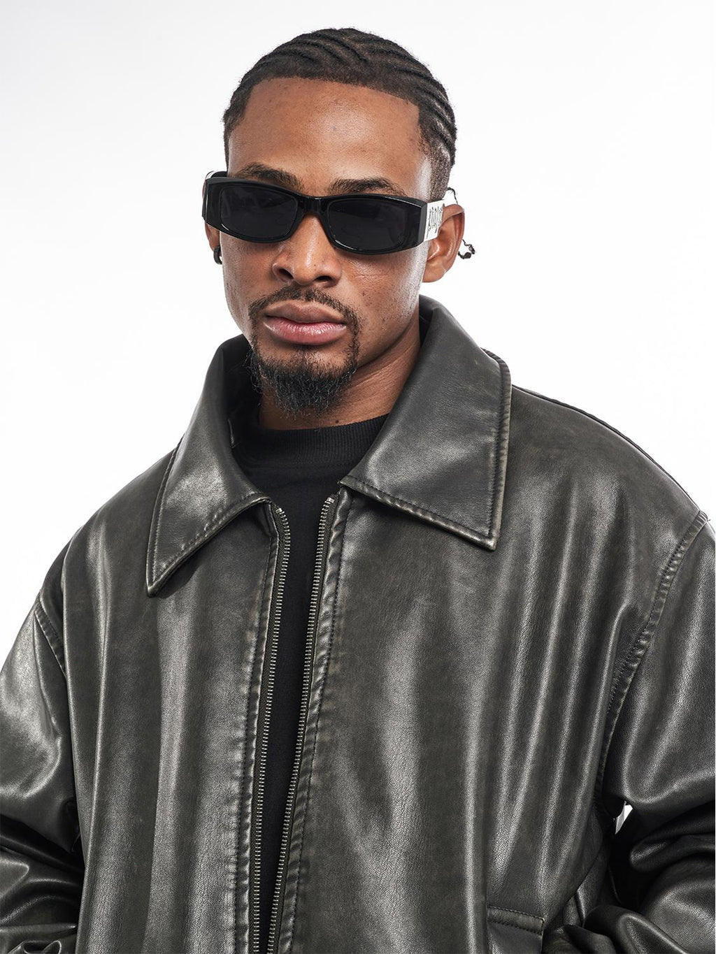 F3F Select Vintage PU Leather Zip Up Jacket