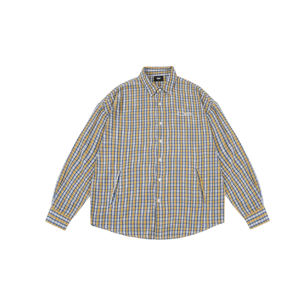 S45 Basic Embroidered Logo Plaid Long Sleeved Shirt