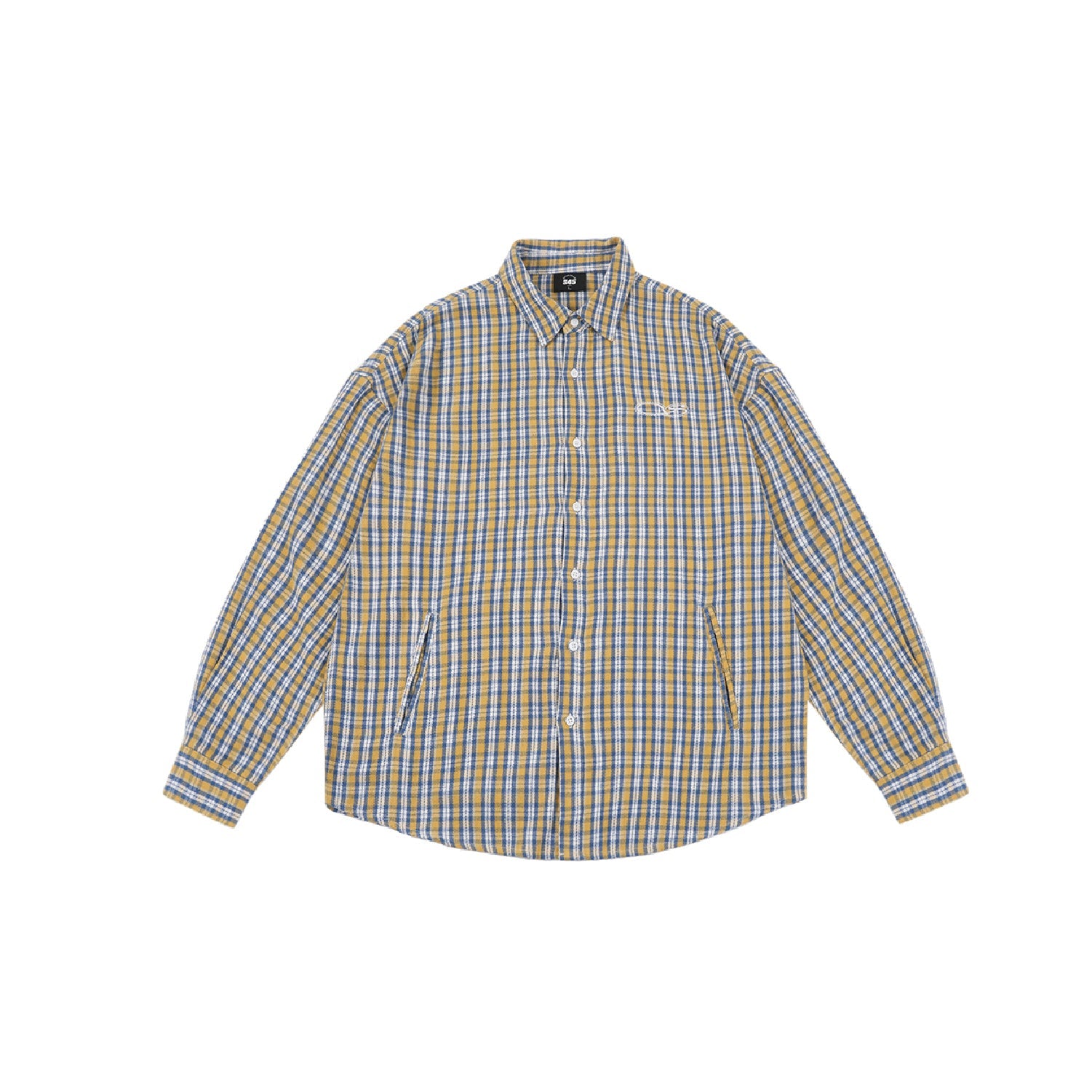 S45 Basic Embroidered Logo Plaid Long Sleeved Shirt