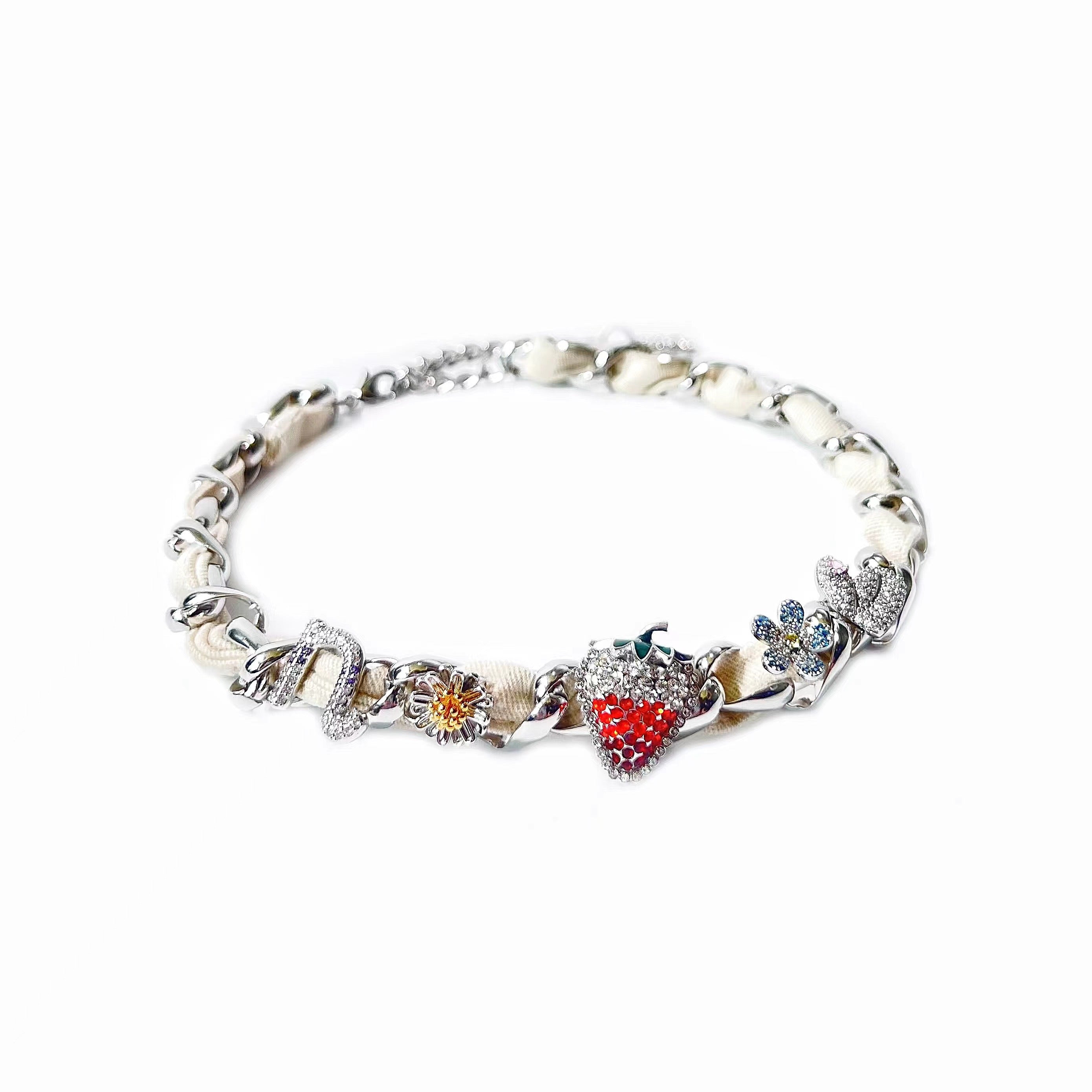 Nbostore Strawberry Full Of Diamonds Necklace