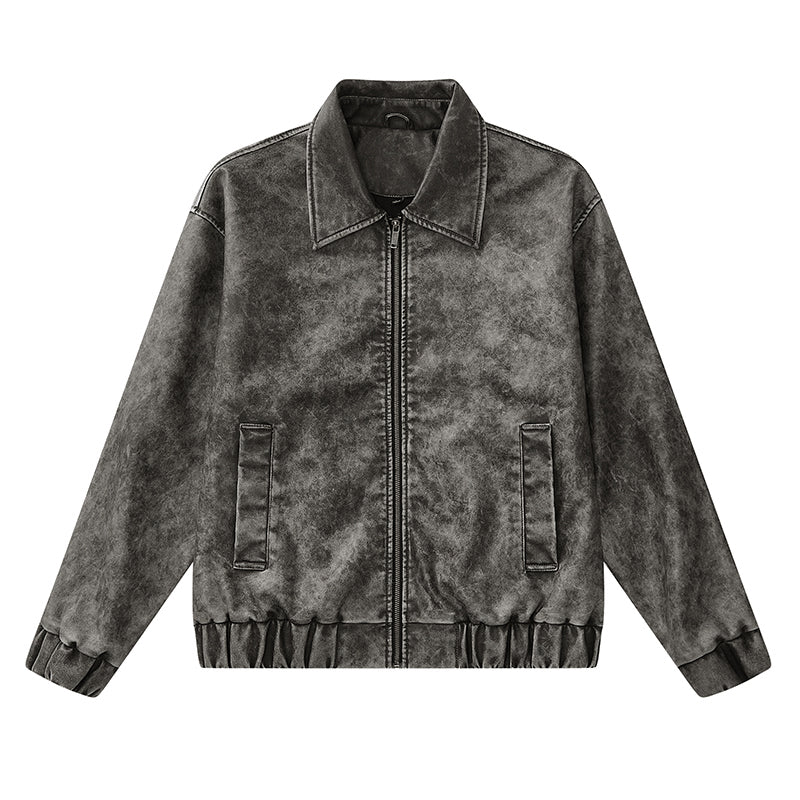 F3F Select Vintage PU Leather Zip Up Jacket