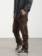 F3F Select Washed Old Multi Pocket Patchwork Work Pants
