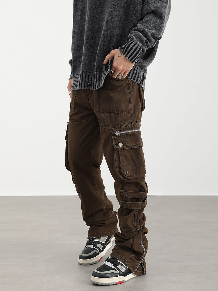 F3F Select Washed Old Multi Pocket Patchwork Work Pants