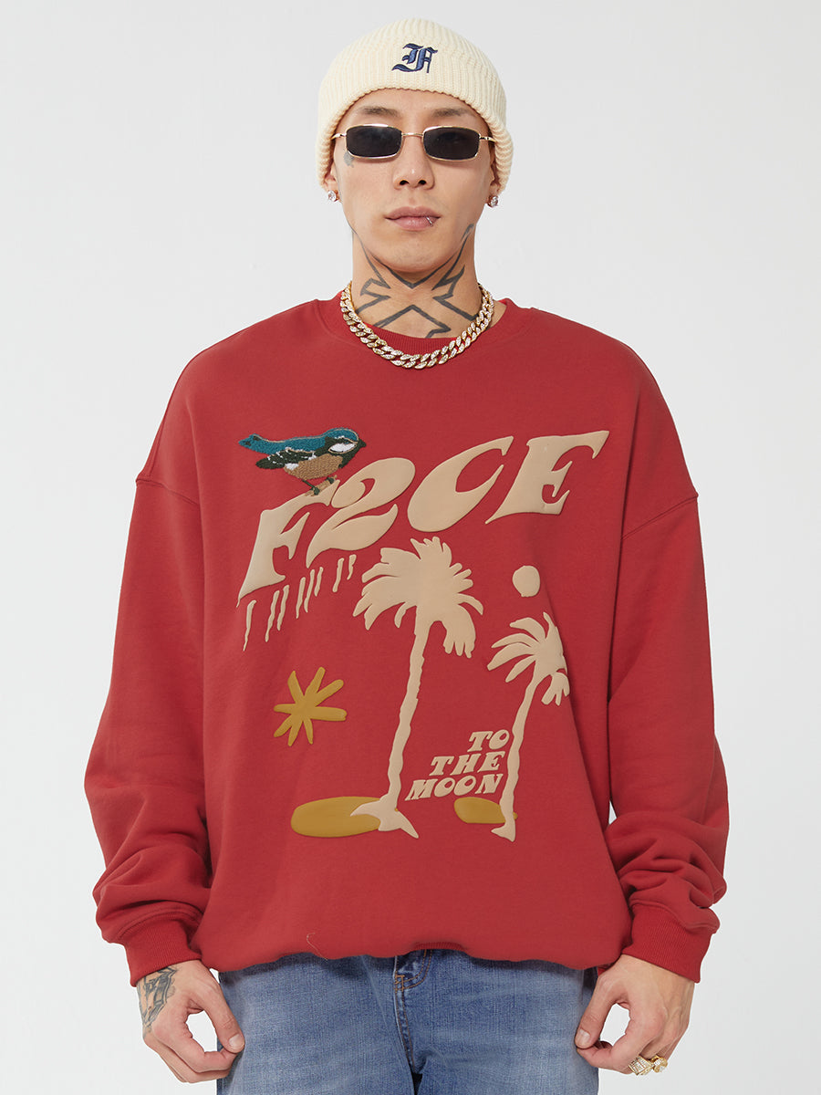 F2CE LOGO Foam Creative Print Embroidery Sweatshirts