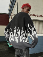 DICETINY Basic Logo Flame Destruction Knit Sweater