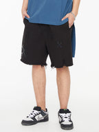 F2CE Removable Letters Leather Embroidery Shorts