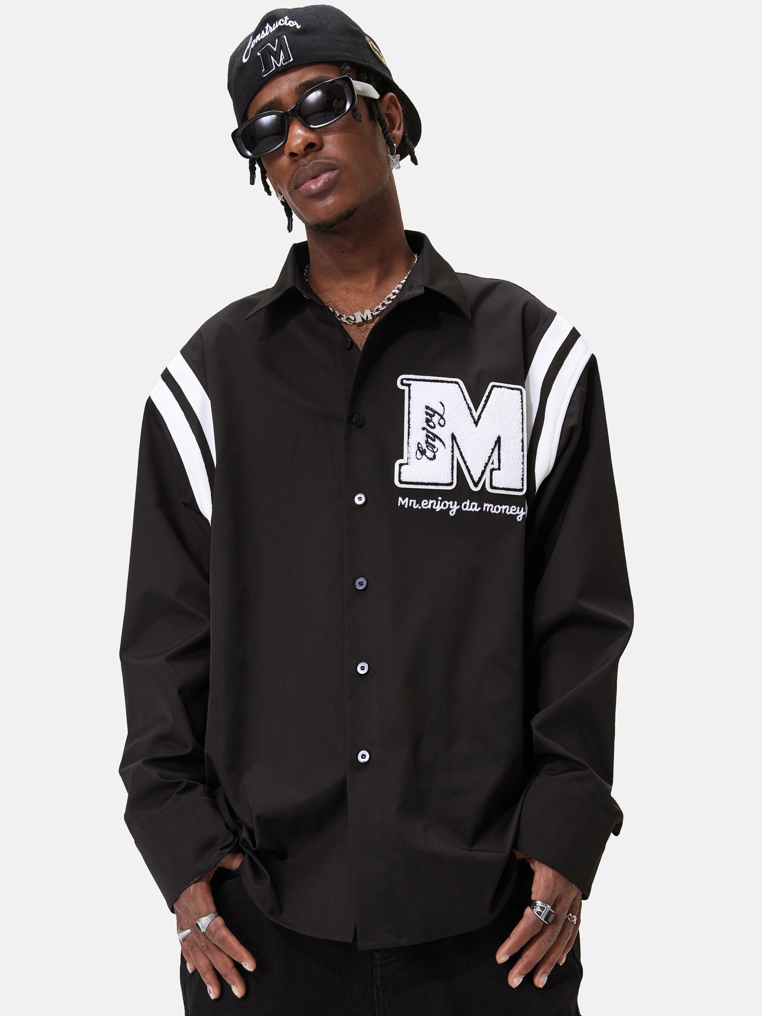 MEDM Lapel Striped Long Sleeves Shirt