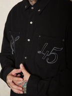 S45 Basic Embroidery Star Studs Long Sleeved Shirt