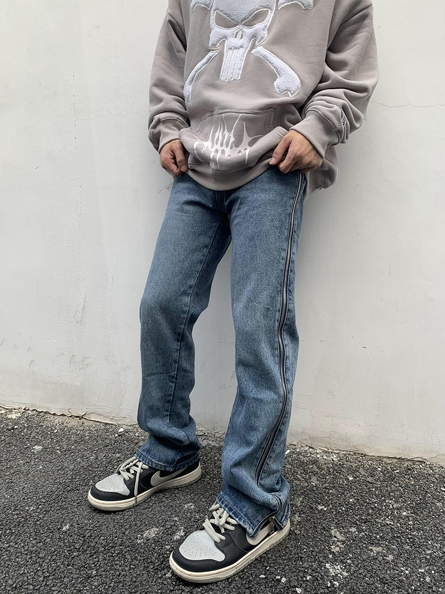 Side Zipper Design Denim Jeans
