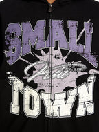 Small Town Kid Lacquered Arc Print Zip Up Hoodie