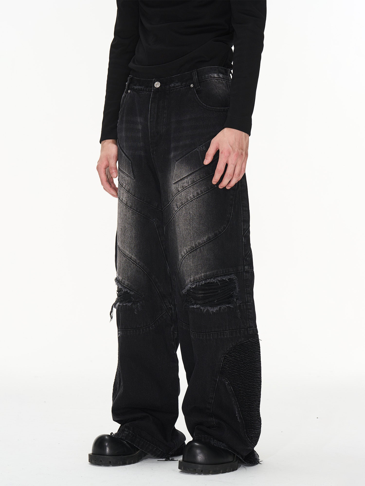 BLIND NO PLAN Old Functional Destroyed Denim Jeans