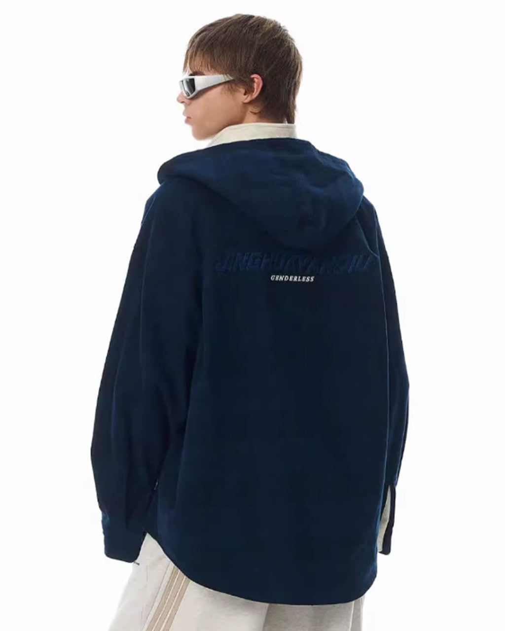 JHYQ Work Plaid Embroidery Hooded Shirt Jacket