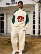 AFGK Standing Collar Patchwork Color Blocking Sweatshirt