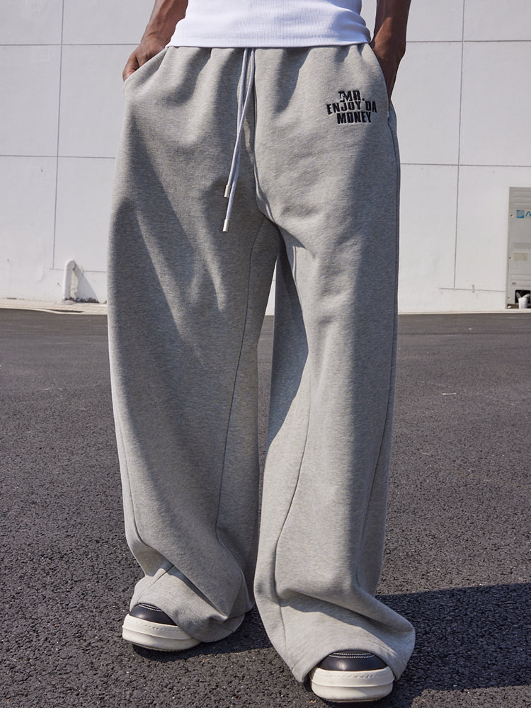 MEDM Basic Embroidered Wide Leg Sweat Pants