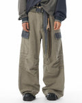 JHYQ Contrast Color Pleated Baggy Cargo Pants