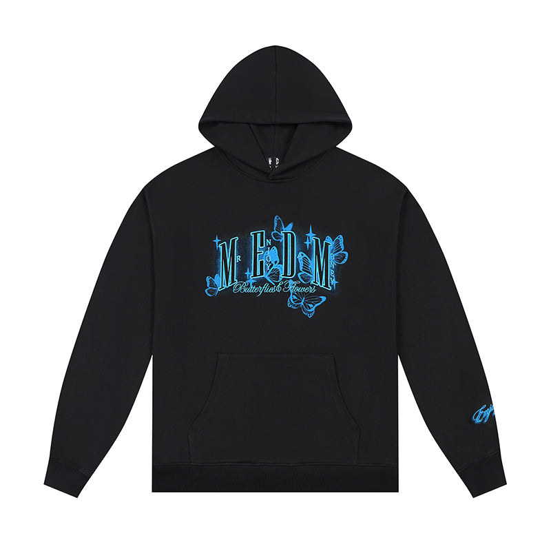 MEDM Neon Embroidered Butterfly Hoodie