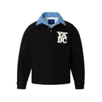 YADcrew Pearl Logo Double Collar Polo Knit Sweater