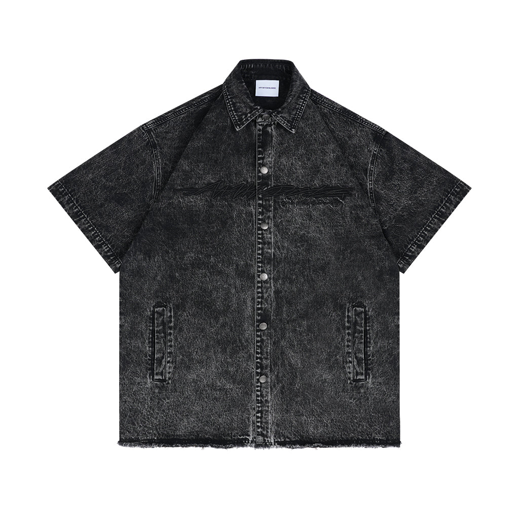 ANTIDOTE Cowboy Embroidered Denim Short Sleeve Shirt